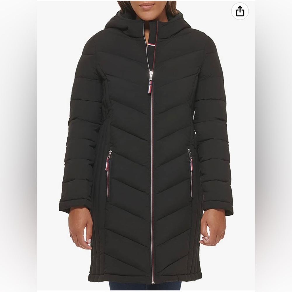 Tommy Hilfiger Long Puffer, Size S, Black